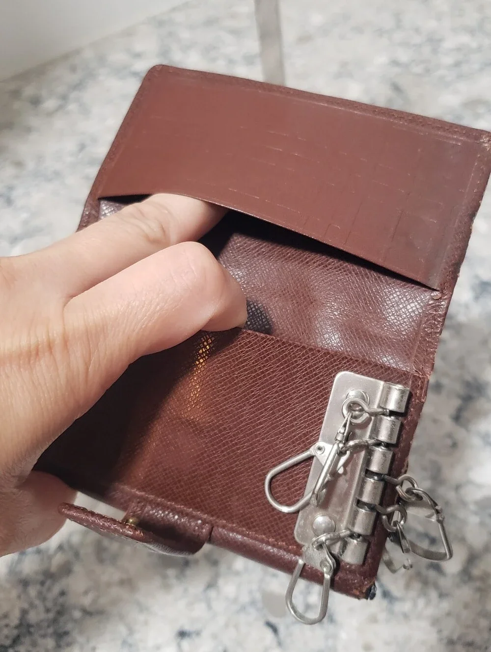 Burberry 5 Ring Key Holder Card Case Leather Wallet